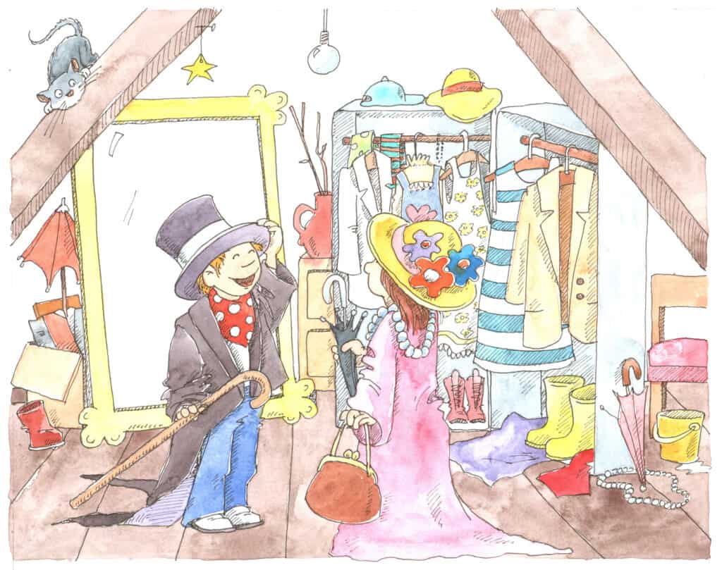 Verkleidungsecke, Kinder verkleiden sich