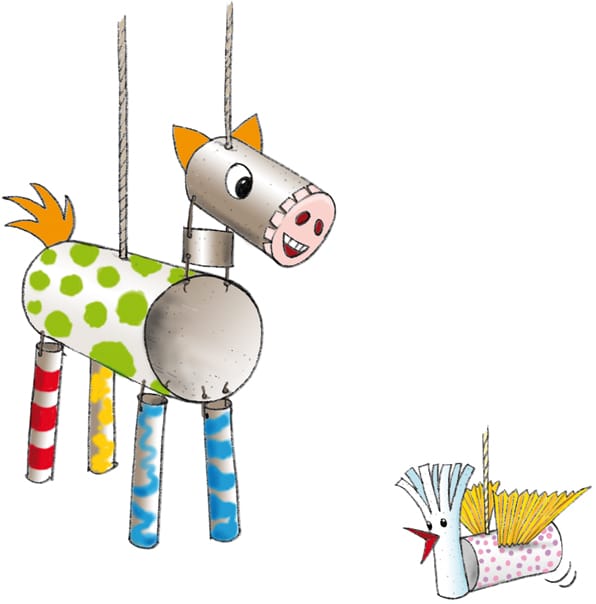 Fantasietiere aus Papprollen