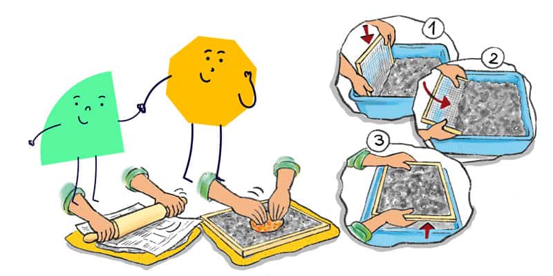 Mit Kindern Papier schöpfen