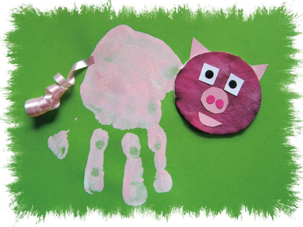 Schweine aus Handabdrücken