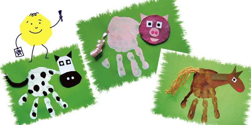 Bauernhoftiere aus Handabdrücken