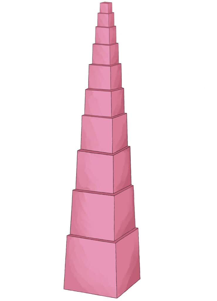Montessori-Material, der rosa Turm